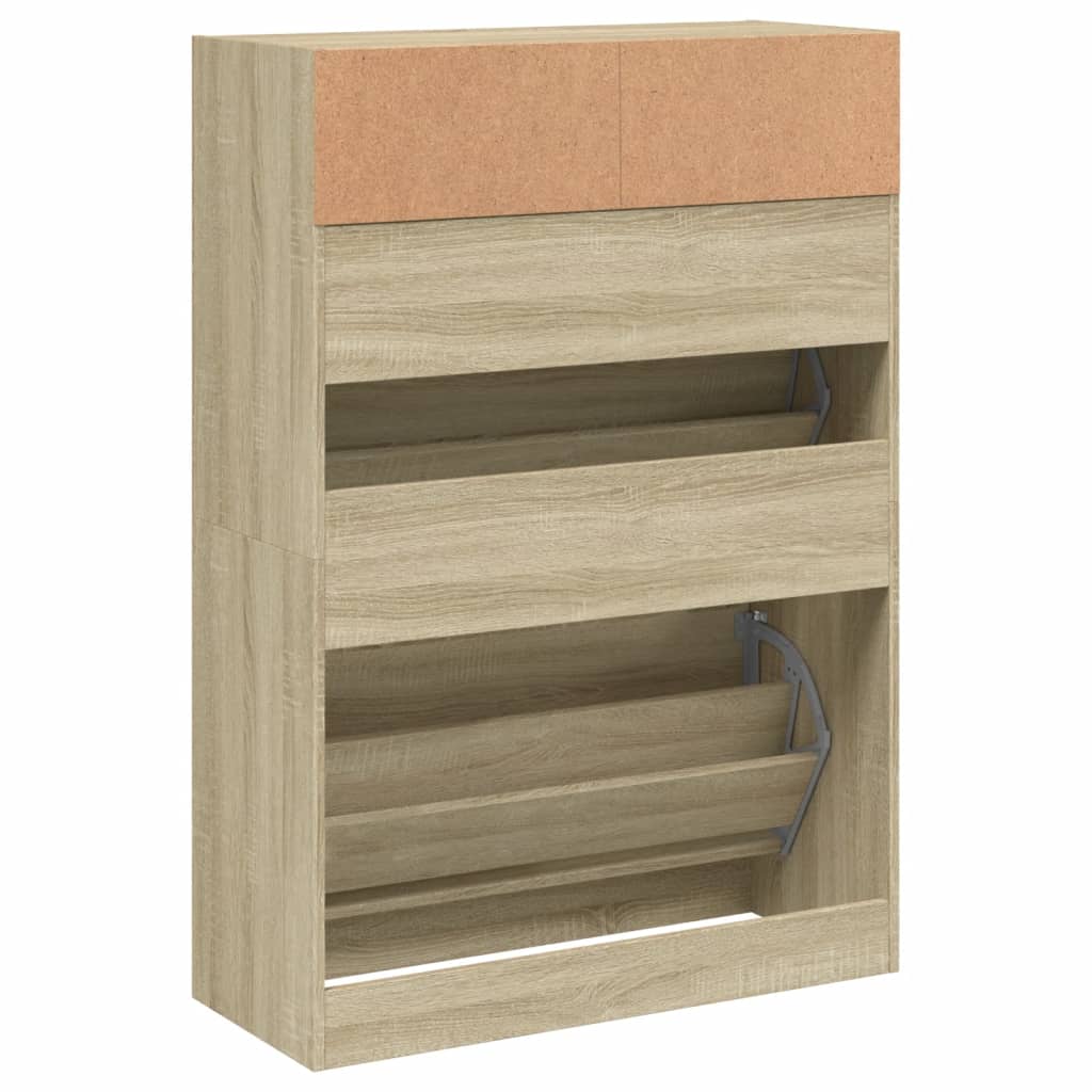 vidaXL Shoe Cabinet with 2 Flip-Drawers Sonoma Oak 80x34x116 cm