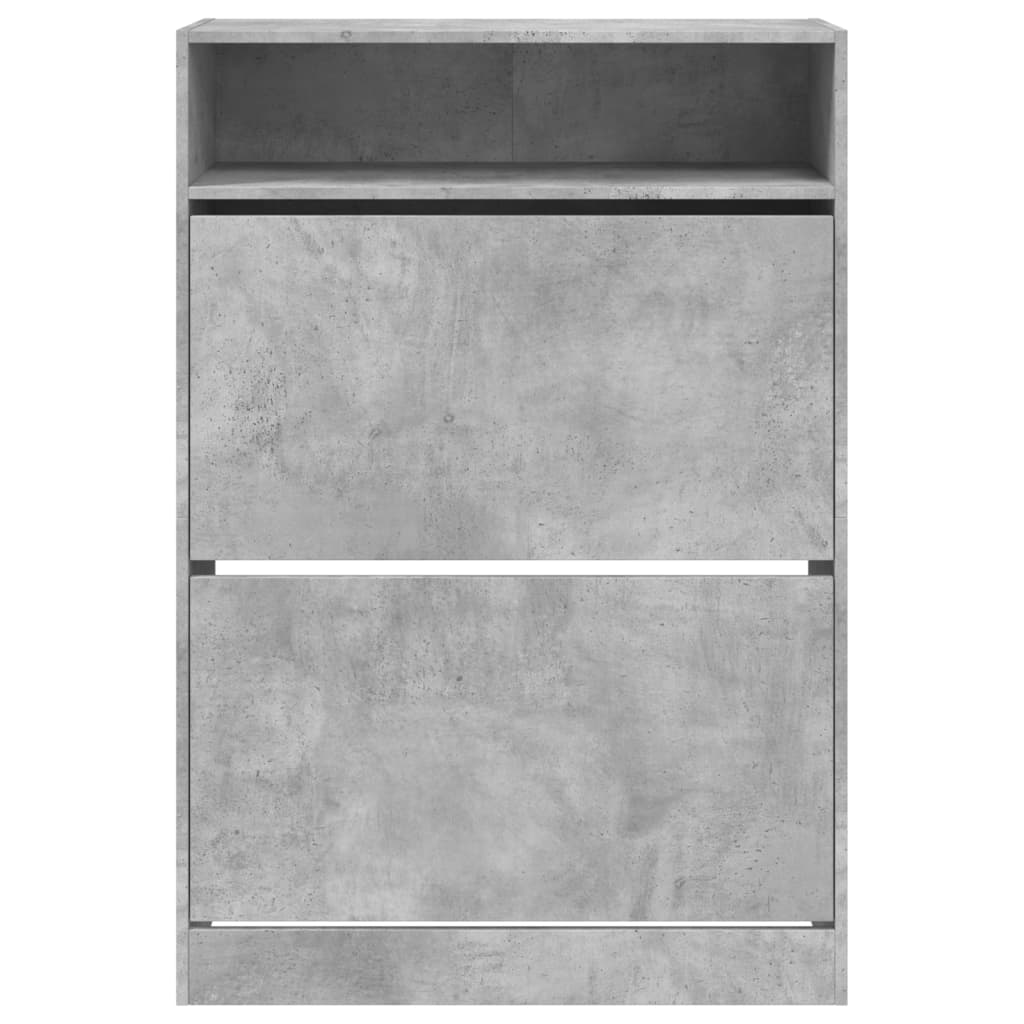 vidaXL Shoe Cabinet with 2 Flip-Drawers Concrete Grey 80x34x116 cm