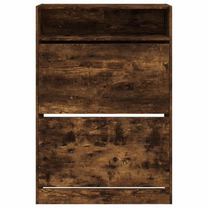 vidaXL Shoe Cabinet with 2 Flip-Drawers Smoked Oak 80x34x116 cm