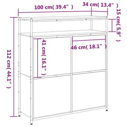 vidaXL Shoe Cabinet with 4 Flip-Drawers Smoked Oak 100x34x112 cm