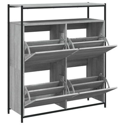 vidaXL Shoe Cabinet with 4 Flip-Drawers Grey Sonoma 100x34x112 cm