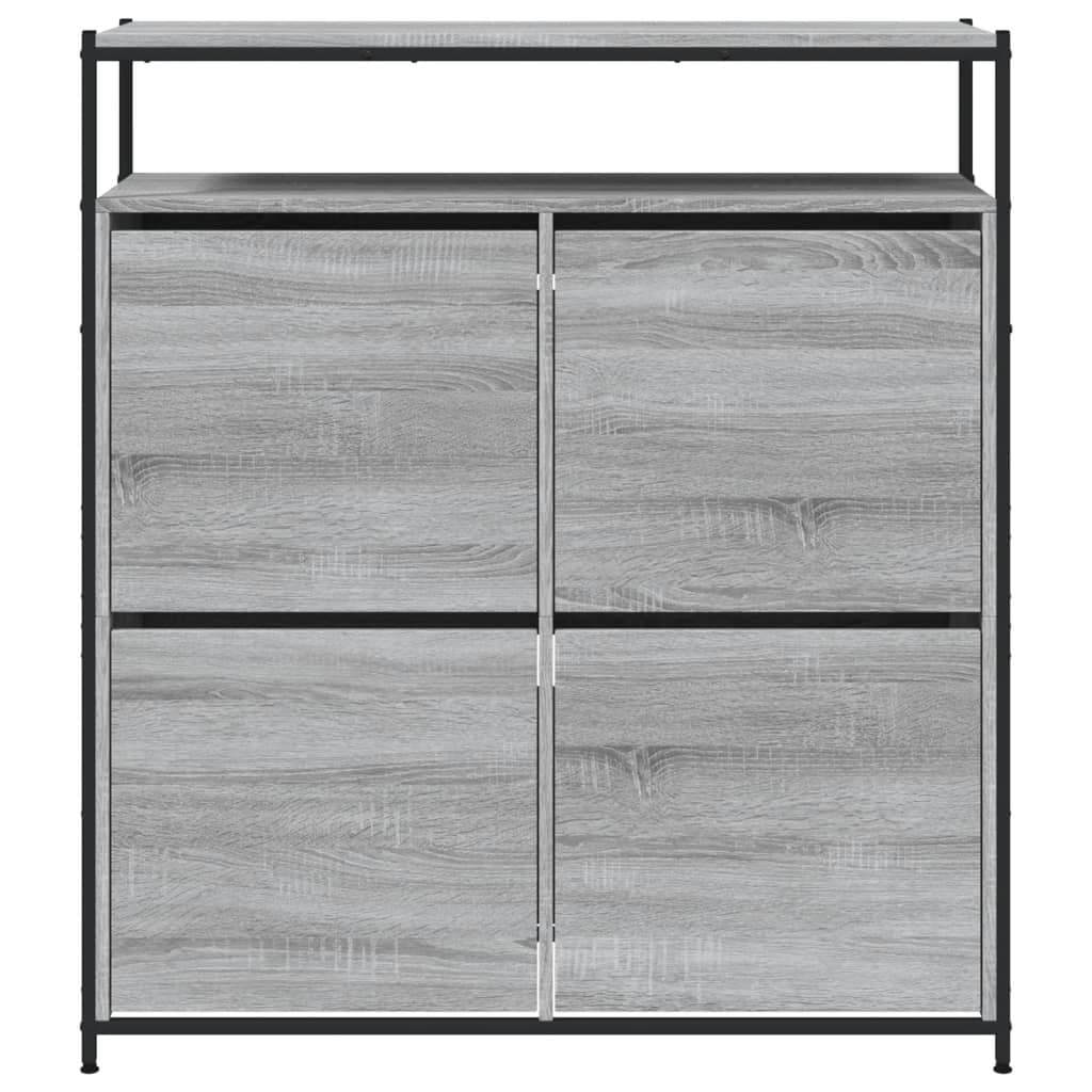 vidaXL Shoe Cabinet with 4 Flip-Drawers Grey Sonoma 100x34x112 cm