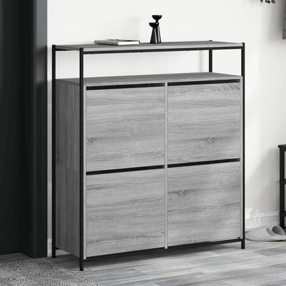 vidaXL Shoe Cabinet with 4 Flip-Drawers Grey Sonoma 100x34x112 cm