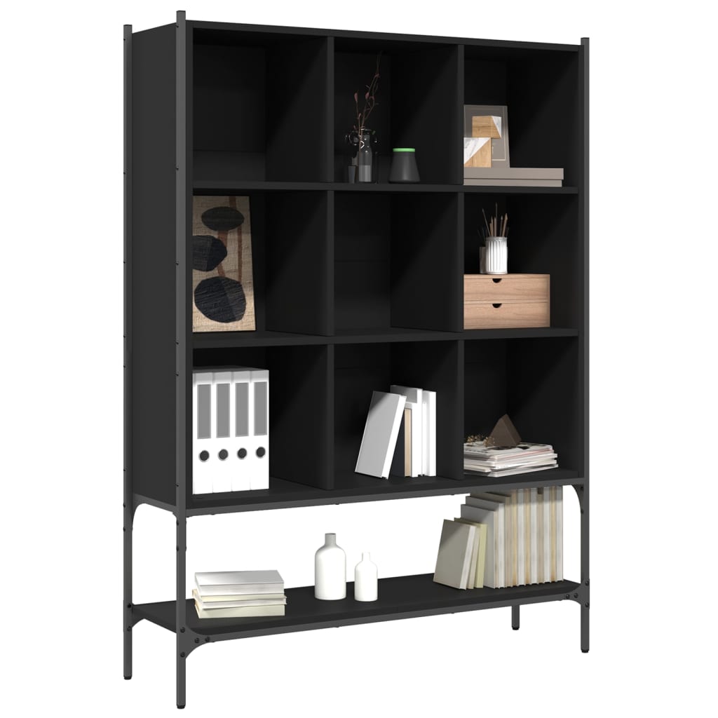 vidaXL Bookcase | Black | Engineered wood, steel | Medium | Bookcase