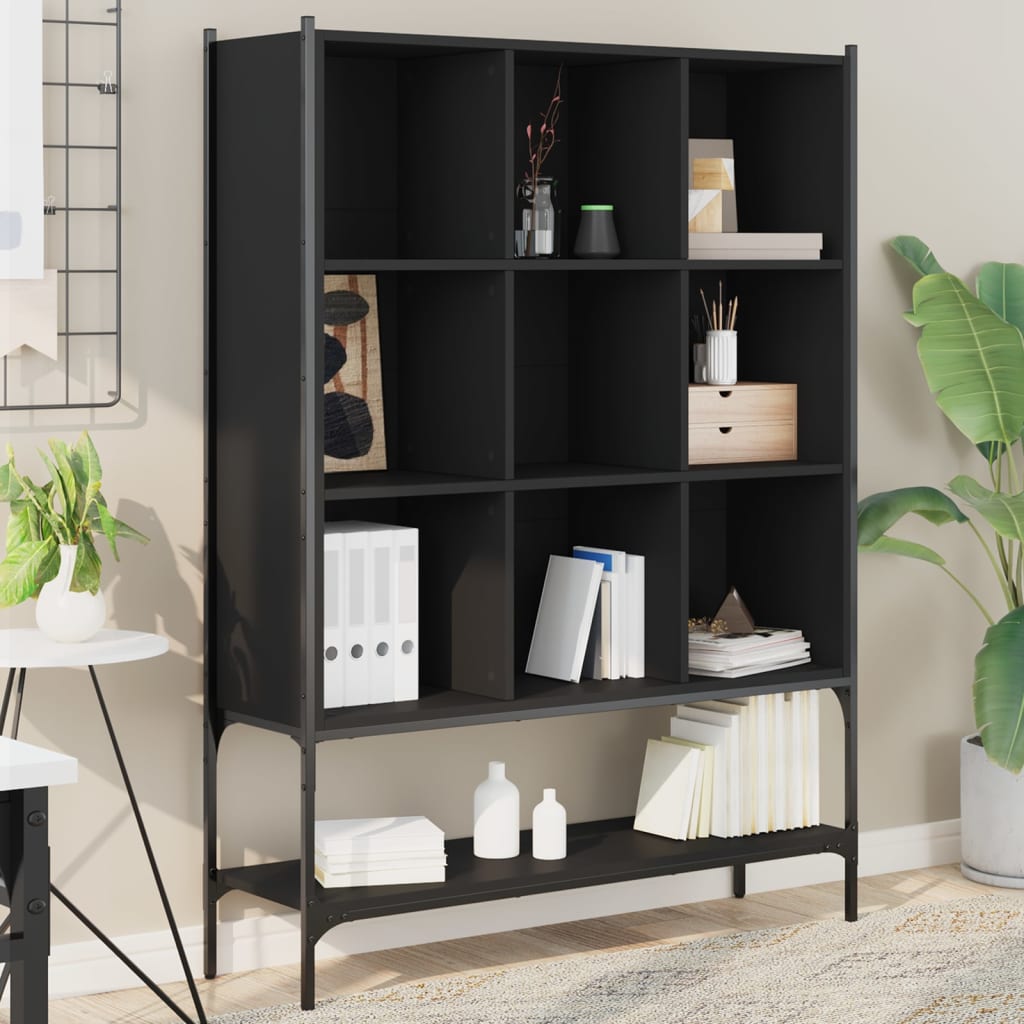 vidaXL Bookcase | Black | Engineered wood, steel | Medium | Bookcase