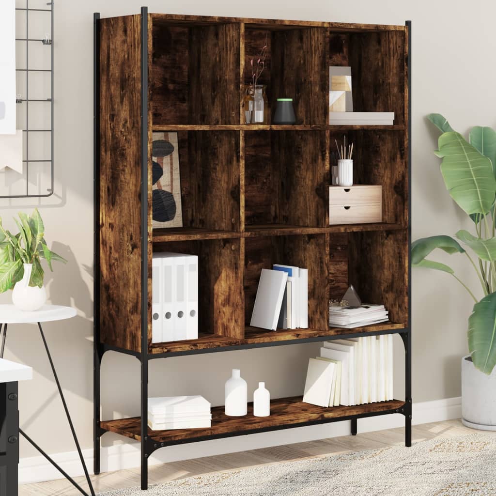 vidaXL Bookcase Smoked Oak 102x30x141,5 cm Engineered Wood