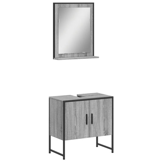 vidaXL 2 Piece Bathroom Cabinet Set Grey Sonoma Engineered Wood