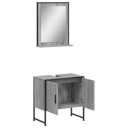 vidaXL 2 Piece Bathroom Cabinet Set Grey Sonoma Engineered Wood