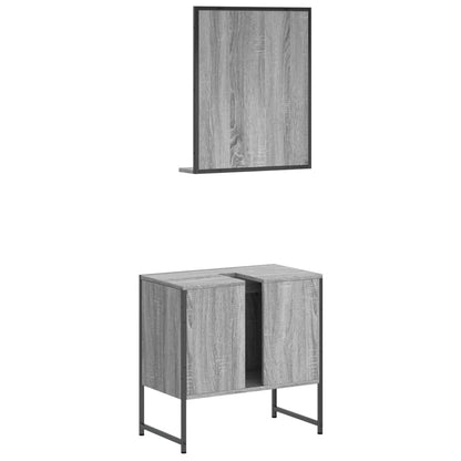 vidaXL 2 Piece Bathroom Cabinet Set Grey Sonoma Engineered Wood