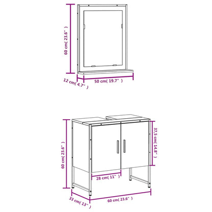 vidaXL 2 Piece Bathroom Cabinet Set Grey Sonoma Engineered Wood