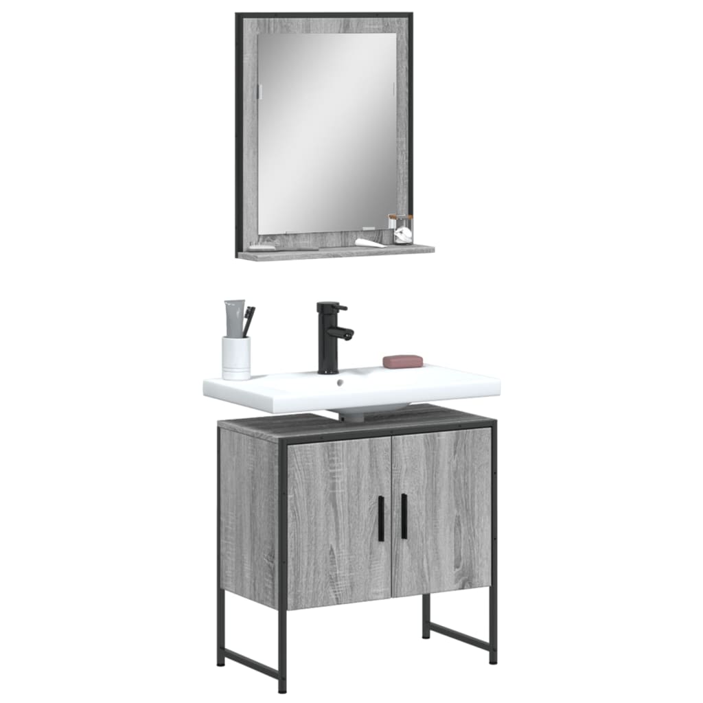 vidaXL 2 Piece Bathroom Cabinet Set Grey Sonoma Engineered Wood