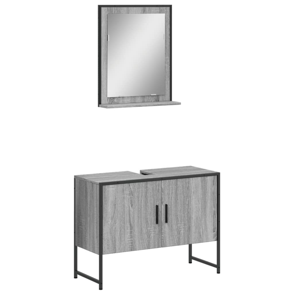 vidaXL 2 Piece Bathroom Cabinet Set Grey Sonoma Engineered Wood