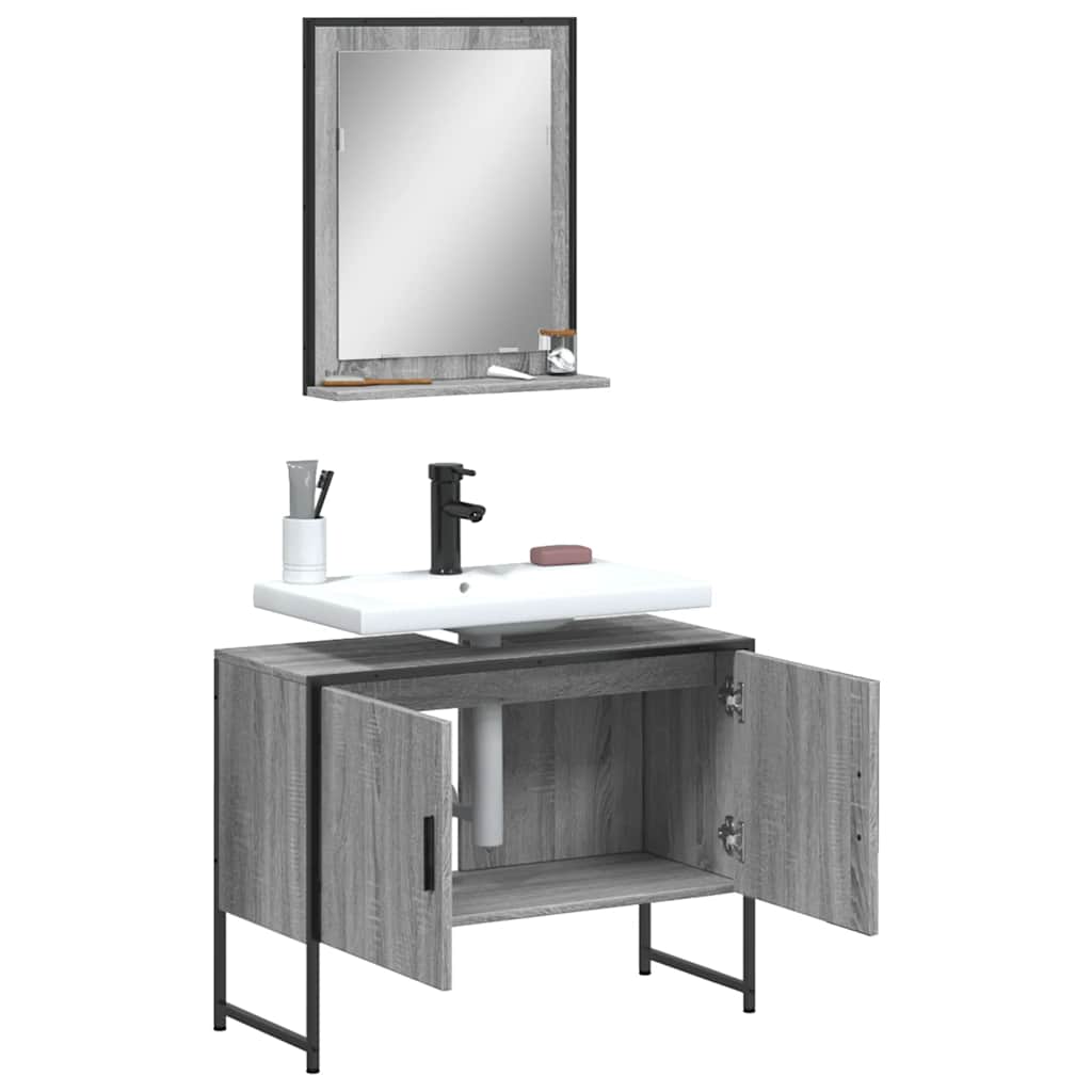 vidaXL 2 Piece Bathroom Cabinet Set Grey Sonoma Engineered Wood