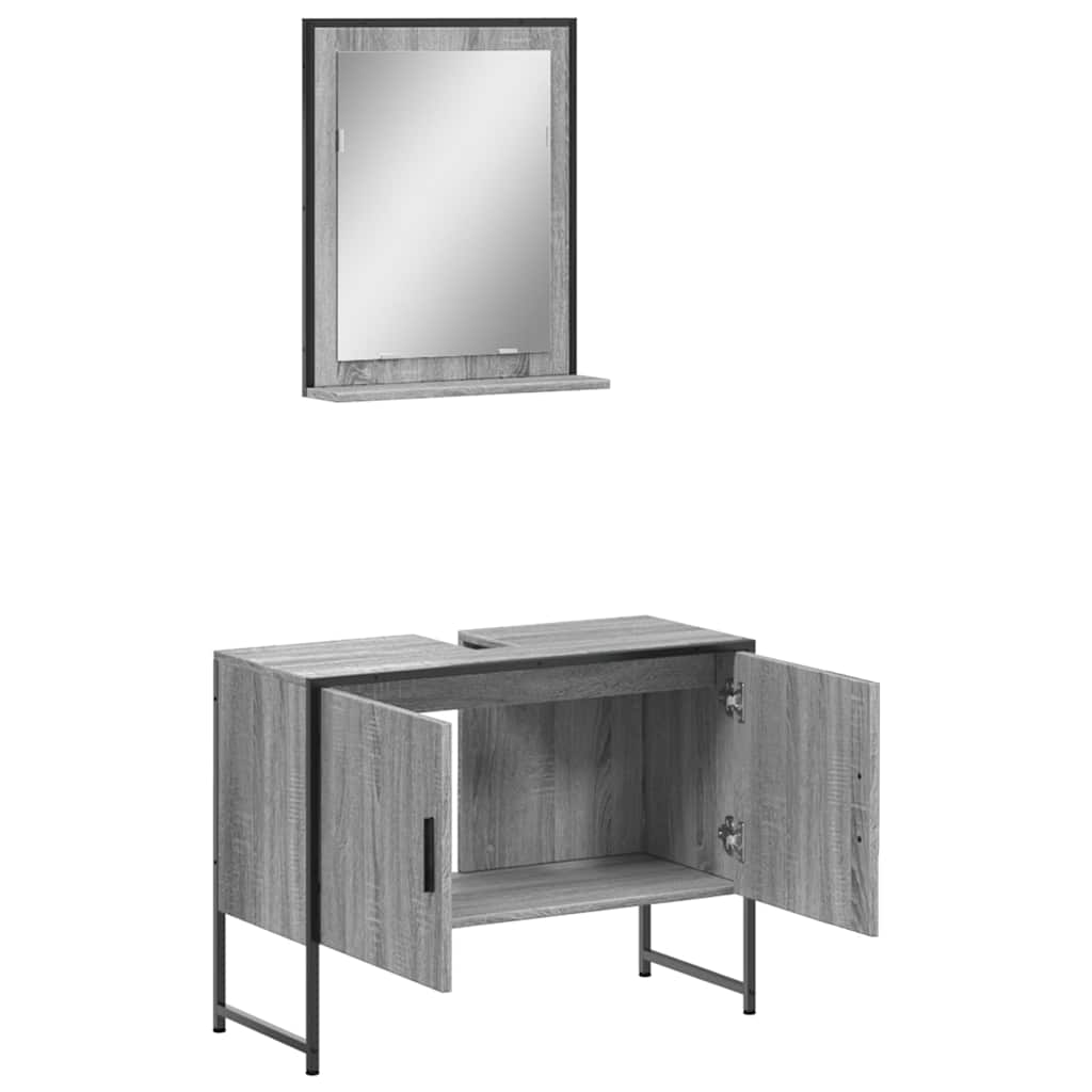 vidaXL 2 Piece Bathroom Cabinet Set Grey Sonoma Engineered Wood