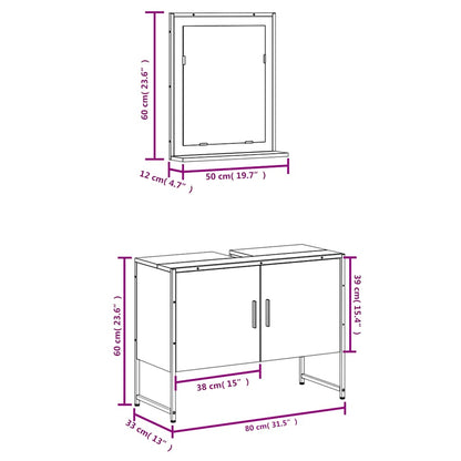 vidaXL 2 Piece Bathroom Cabinet Set Grey Sonoma Engineered Wood