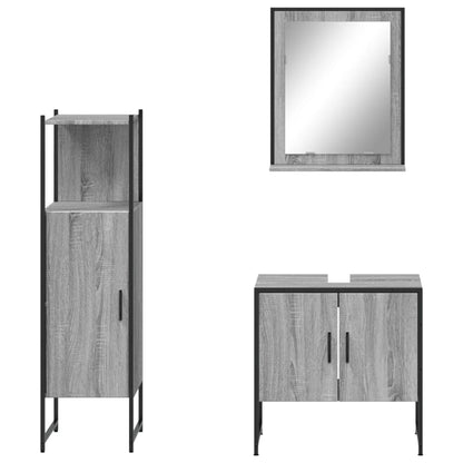 vidaXL 3 Piece Bathroom Cabinet Set Grey Sonoma Engineered Wood