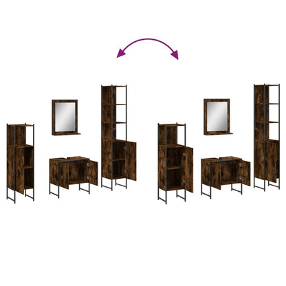 vidaXL 4 Piece Bathroom Cabinet Set Smoked Oak Engineered Wood
