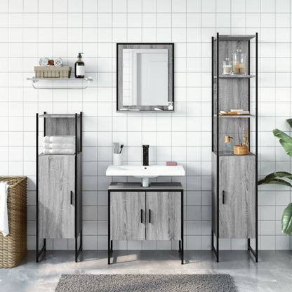 vidaXL 4 Piece Bathroom Cabinet Set Grey Sonoma Engineered Wood
