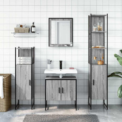 vidaXL 4 Piece Bathroom Cabinet Set Grey Sonoma Engineered Wood