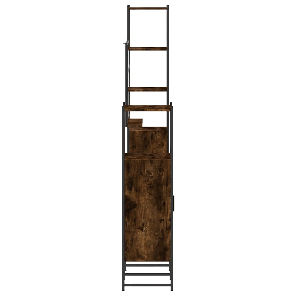 vidaXL 4 Piece Bathroom Cabinet Set Smoked Oak Engineered Wood