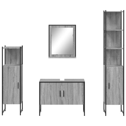 vidaXL 4 Piece Bathroom Cabinet Set Grey Sonoma Engineered Wood