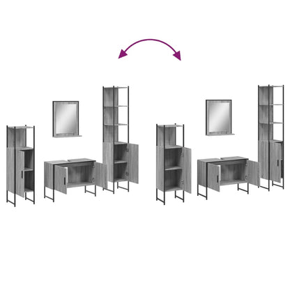 vidaXL 4 Piece Bathroom Cabinet Set Grey Sonoma Engineered Wood