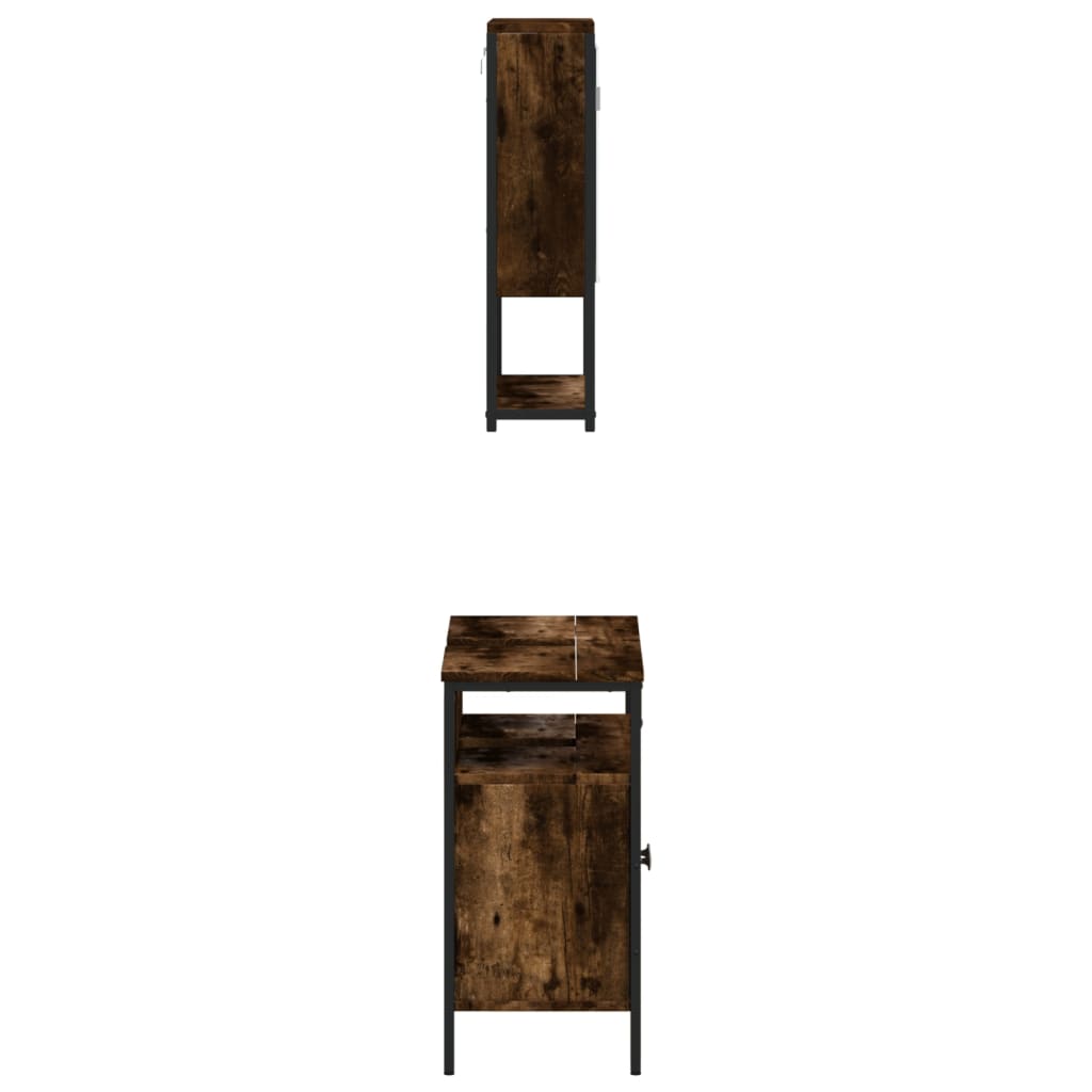 vidaXL 2 Piece Bathroom Furniture Set Smoked Oak Engineered Wood