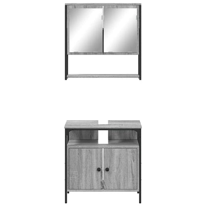 vidaXL 2 Piece Bathroom Furniture Set Grey Sonoma Engineered Wood