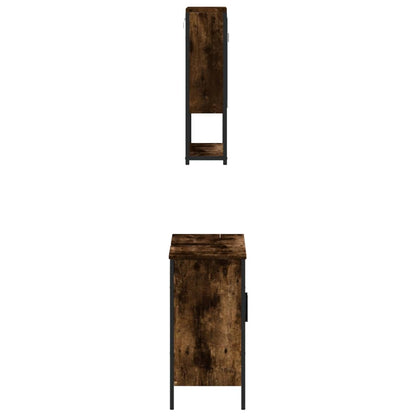 vidaXL 2 Piece Bathroom Furniture Set Smoked Oak Engineered Wood