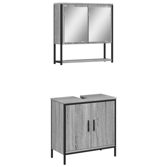 vidaXL 2 Piece Bathroom Furniture Set Grey Sonoma Engineered Wood