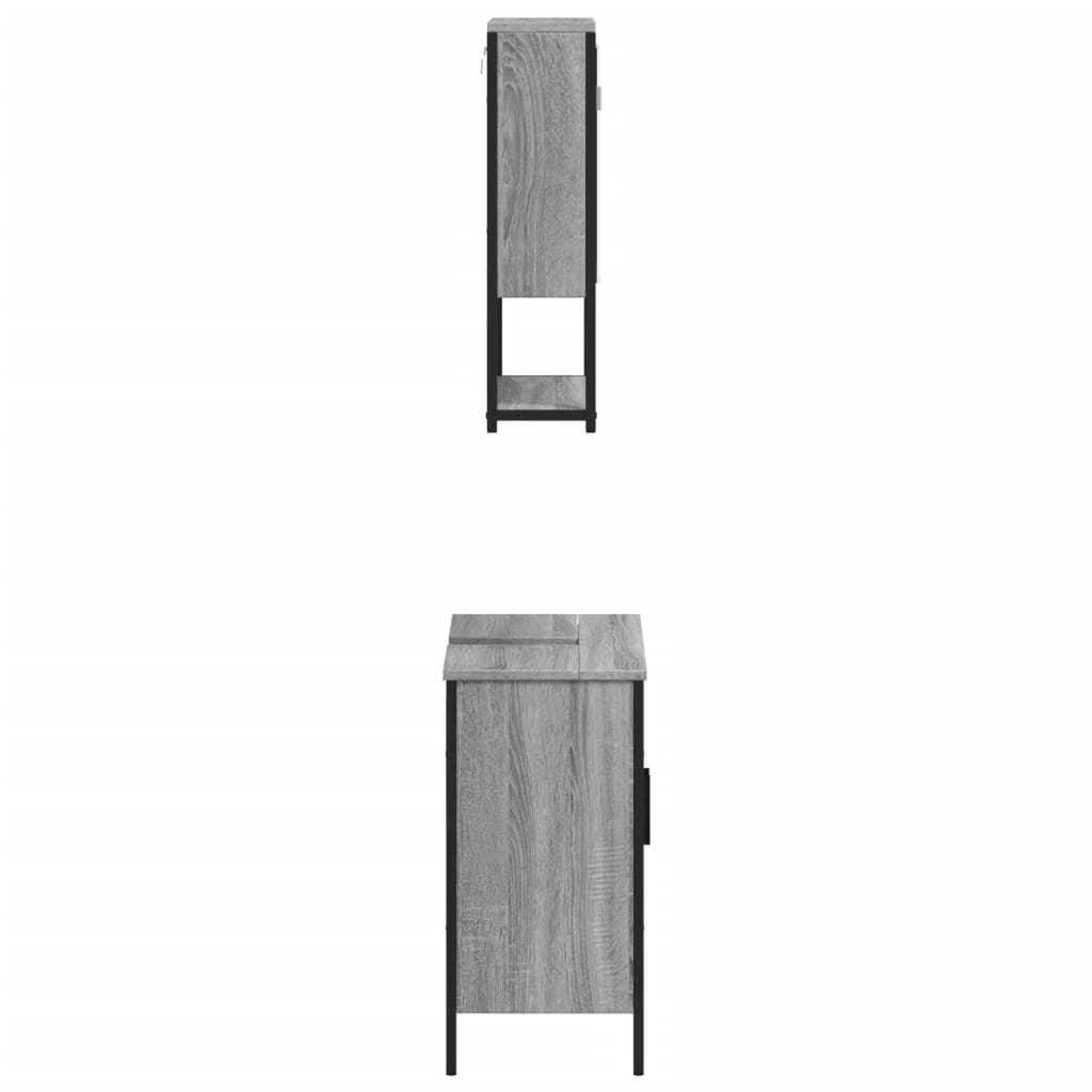 vidaXL 2 Piece Bathroom Furniture Set Grey Sonoma Engineered Wood