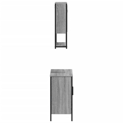 vidaXL 2 Piece Bathroom Furniture Set Grey Sonoma Engineered Wood