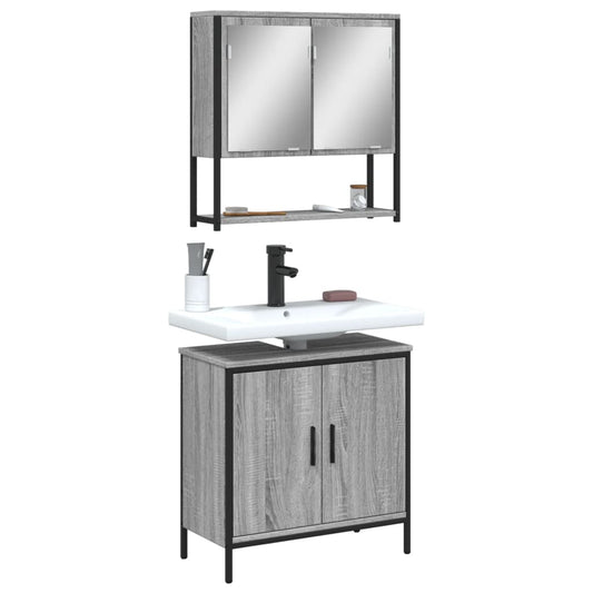 vidaXL 2 Piece Bathroom Furniture Set Grey Sonoma Engineered Wood