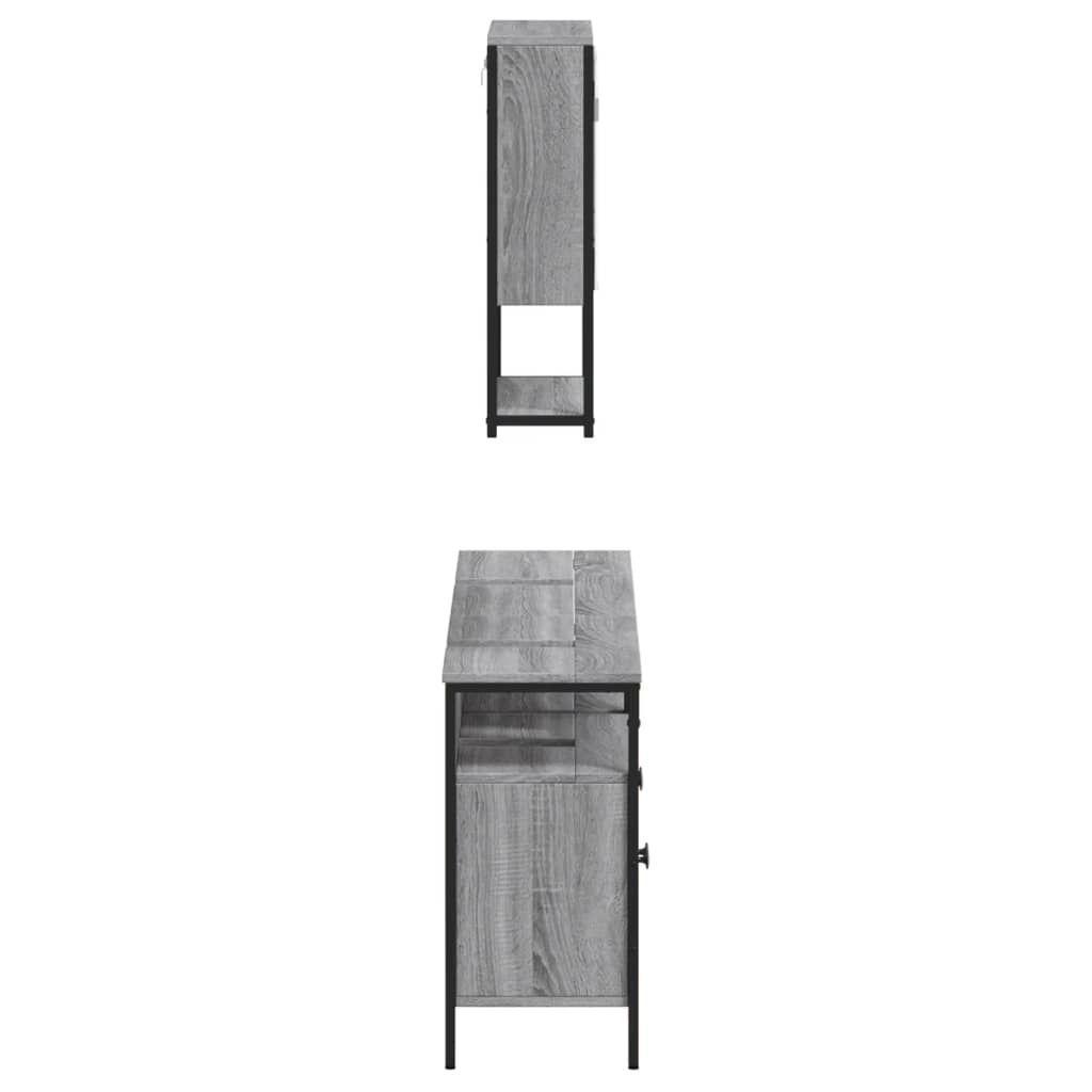 vidaXL 3 Piece Bathroom Furniture Set Grey Sonoma Engineered Wood