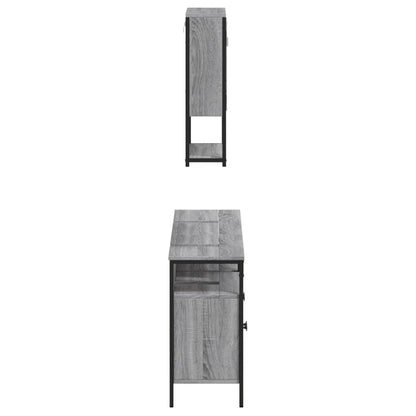 vidaXL 3 Piece Bathroom Furniture Set Grey Sonoma Engineered Wood