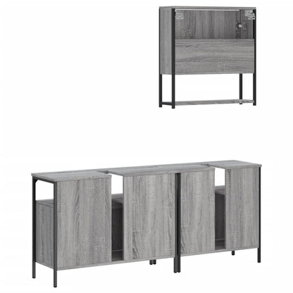 vidaXL 3 Piece Bathroom Furniture Set Grey Sonoma Engineered Wood