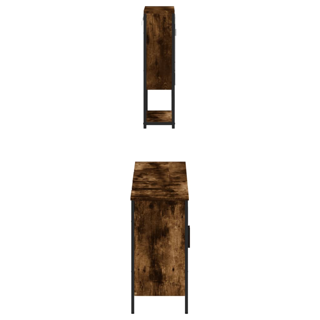 vidaXL 3 Piece Bathroom Furniture Set Smoked Oak Engineered Wood