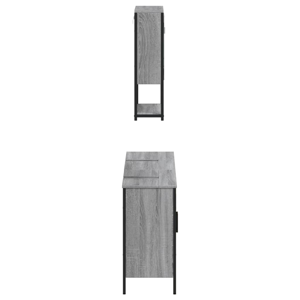 vidaXL 3 Piece Bathroom Furniture Set Grey Sonoma Engineered Wood