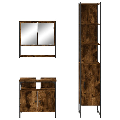 vidaXL 3 Piece Bathroom Furniture Set Smoked Oak Engineered Wood