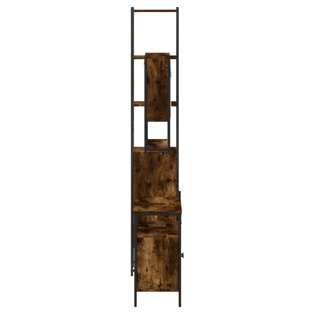 vidaXL 3 Piece Bathroom Furniture Set Smoked Oak Engineered Wood