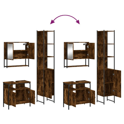 vidaXL 3 Piece Bathroom Furniture Set Smoked Oak Engineered Wood