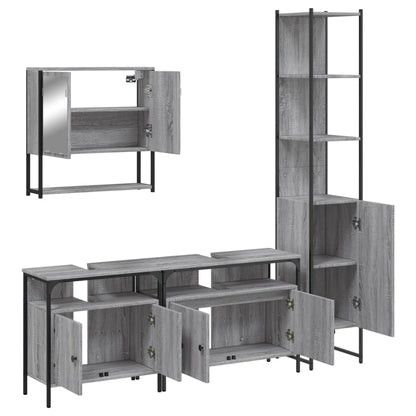 vidaXL 4 Piece Bathroom Furniture Set Grey Sonoma Engineered Wood