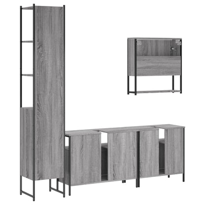 vidaXL 4 Piece Bathroom Furniture Set Grey Sonoma Engineered Wood