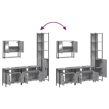 vidaXL 4 Piece Bathroom Furniture Set Grey Sonoma Engineered Wood