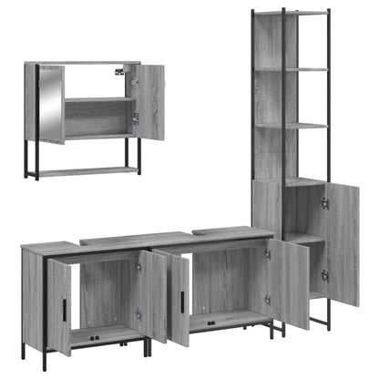 vidaXL 4 Piece Bathroom Furniture Set Grey Sonoma Engineered Wood