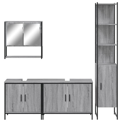 vidaXL 4 Piece Bathroom Furniture Set Grey Sonoma Engineered Wood
