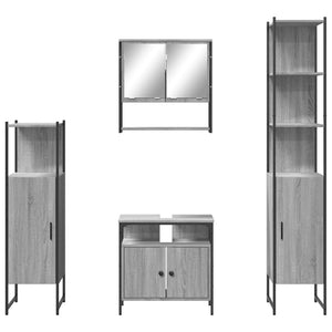 vidaXL 4 Piece Bathroom Furniture Set Grey Sonoma Engineered Wood