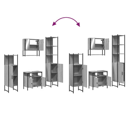 vidaXL 4 Piece Bathroom Furniture Set Grey Sonoma Engineered Wood