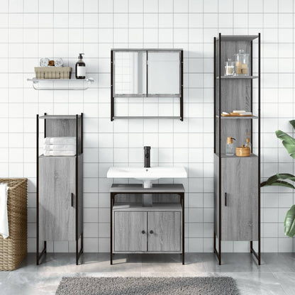 vidaXL 4 Piece Bathroom Furniture Set Grey Sonoma Engineered Wood