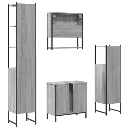 vidaXL 4 Piece Bathroom Furniture Set Grey Sonoma Engineered Wood
